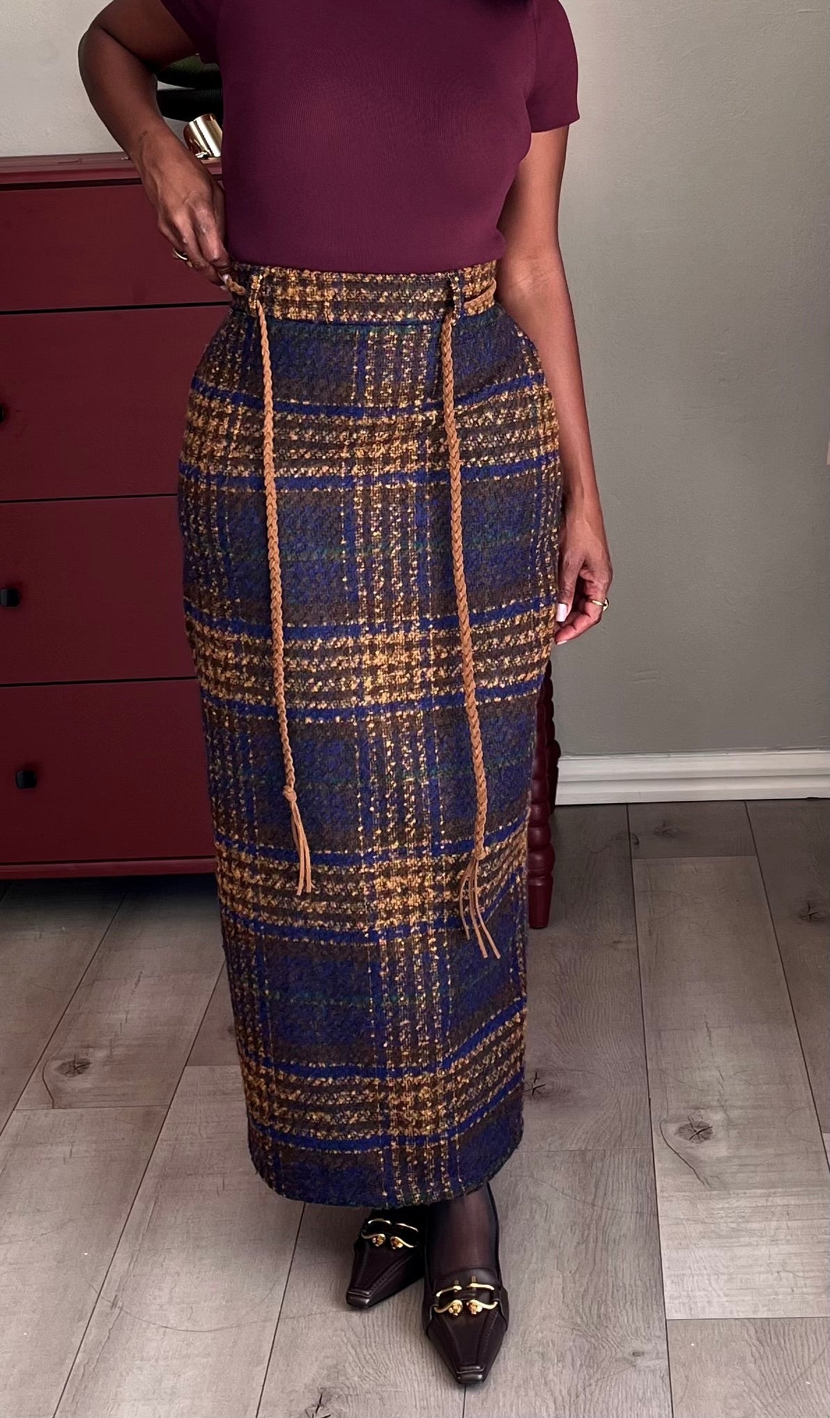 TWEED MIDI SKIRT -