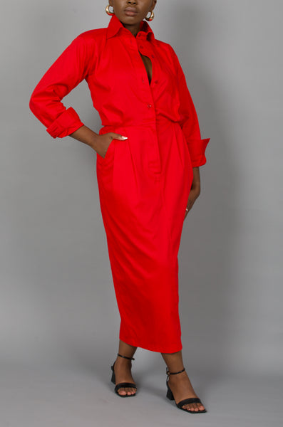 RED COLLAR DRESS