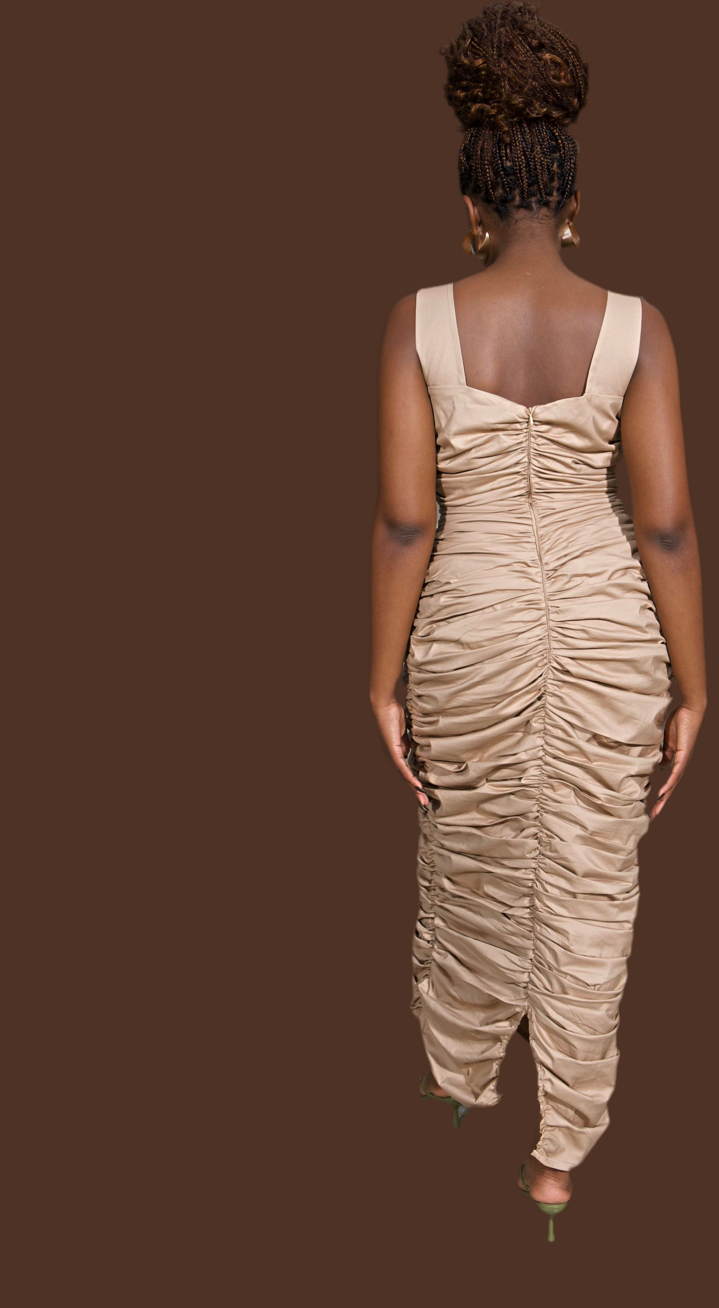 RUCHED PENCIL DRESS