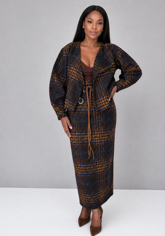 TWEED MIDI SKIRT -