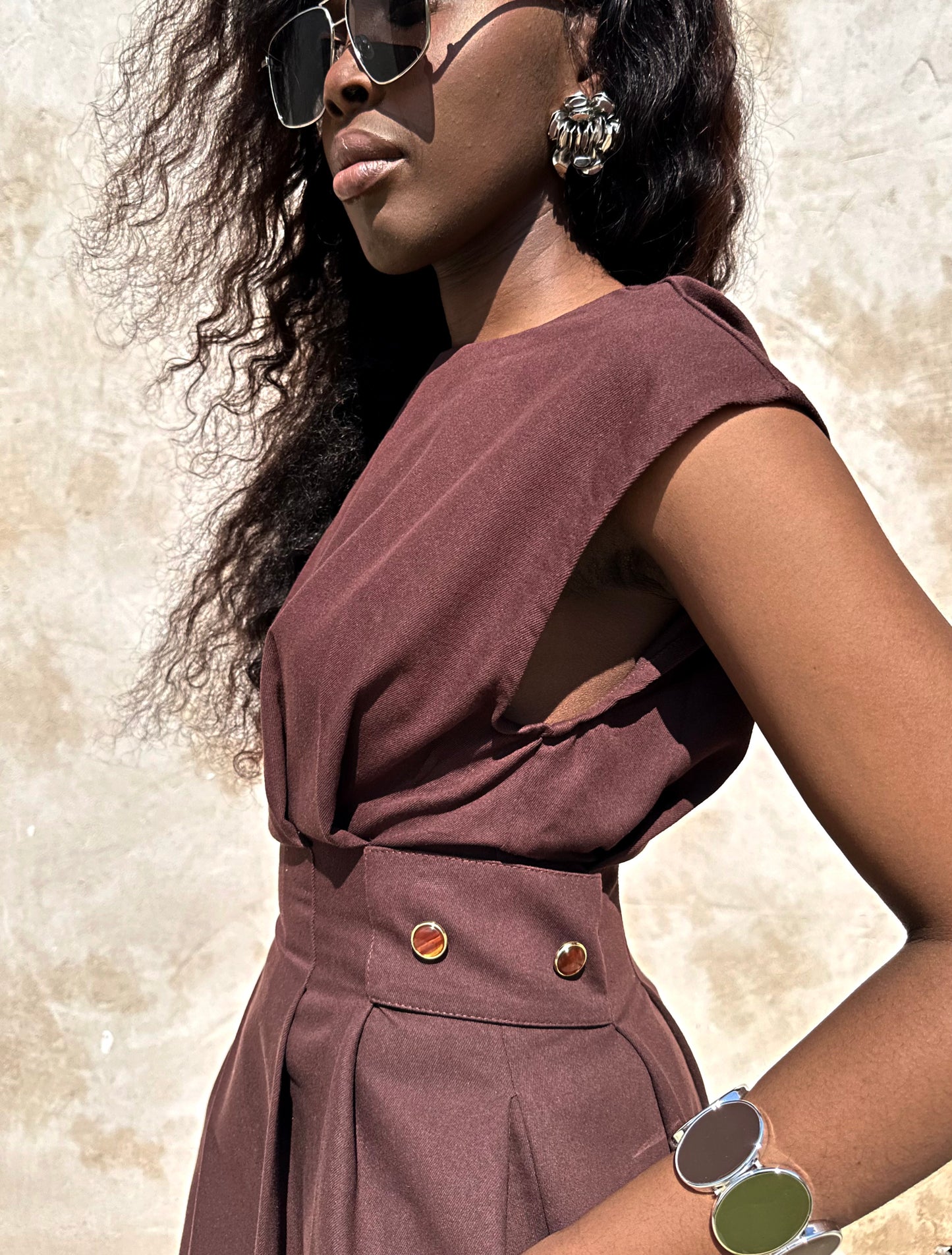 BROWN MIDI DRESS
