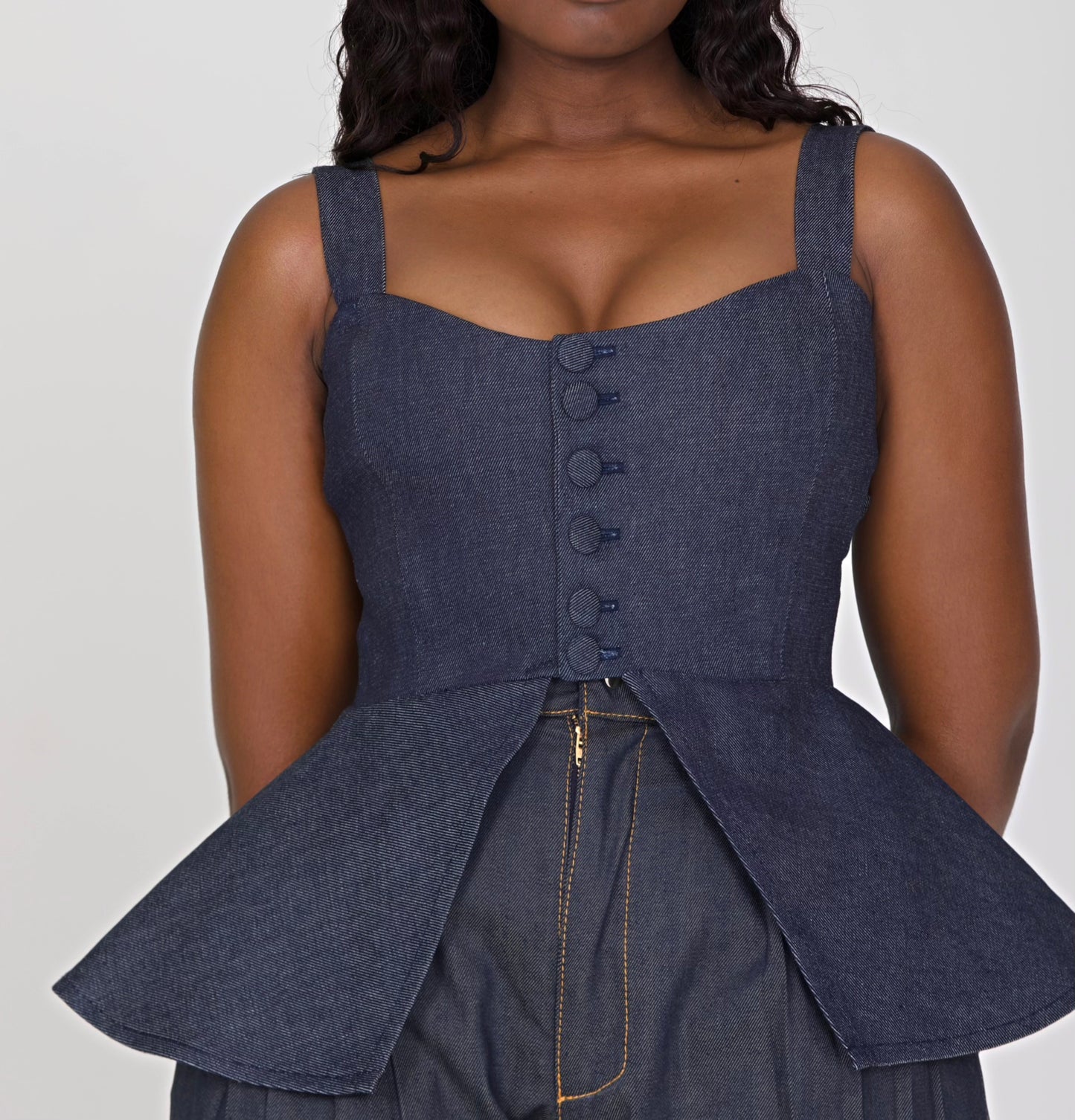 DENIM BUSTIER TOP