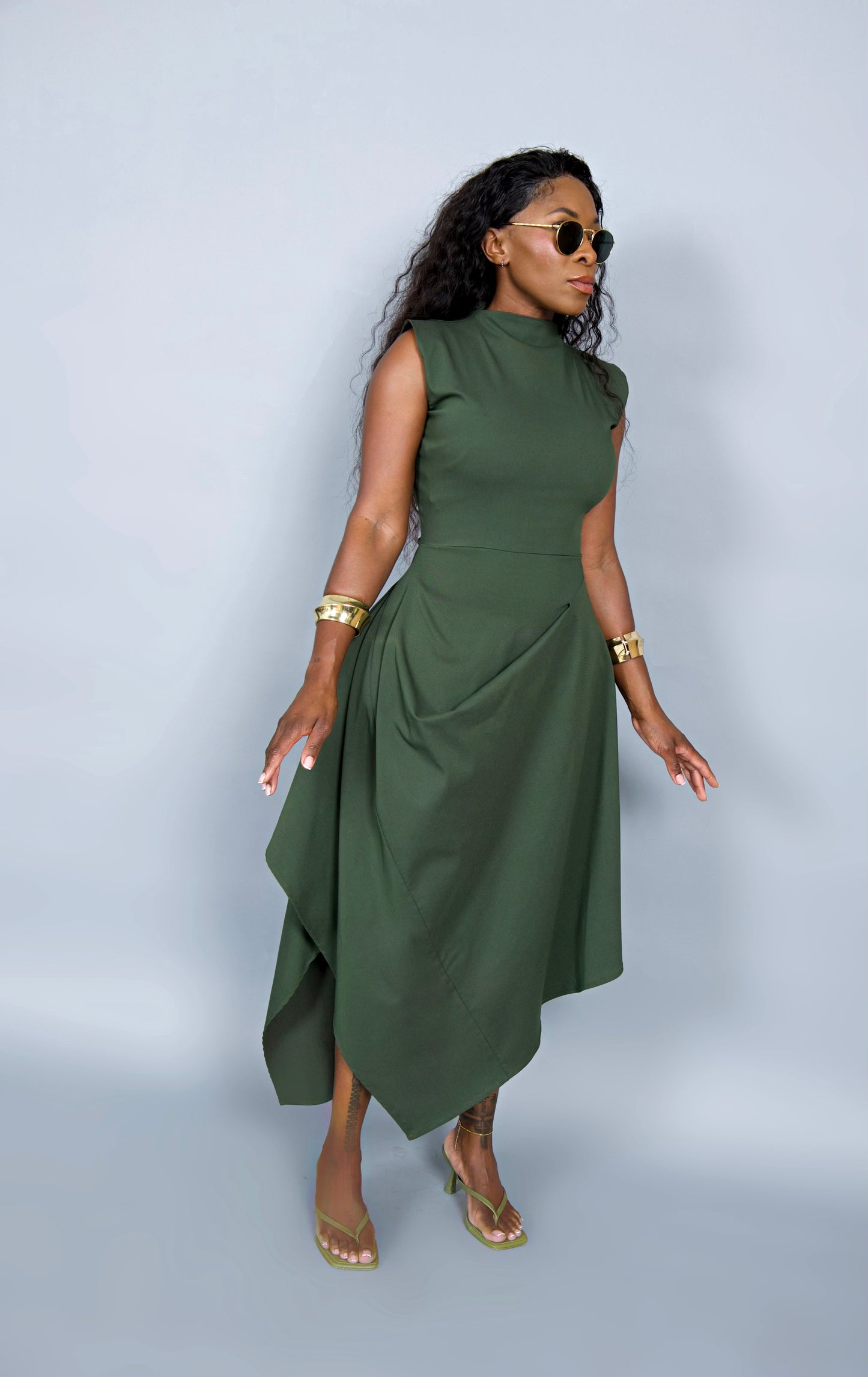 GREEN FOLDED DRESS l